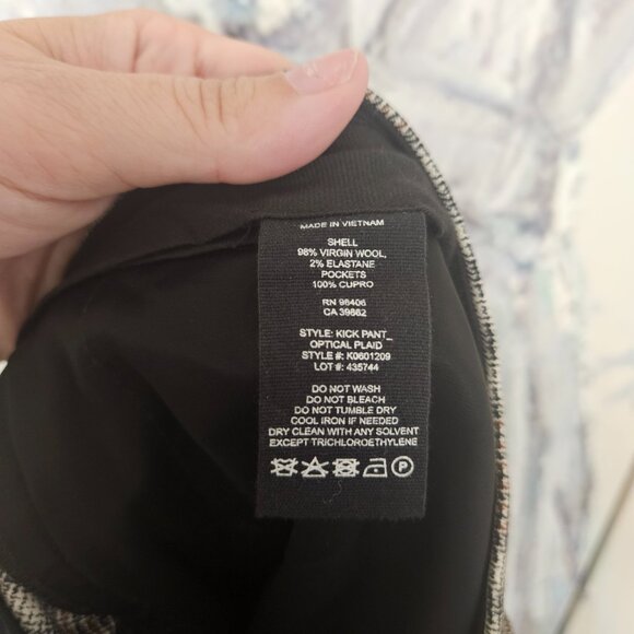 NWT Theory Kick Pants Optical Plaid Size 4 Virgin Wool Blend $345 - Picture 6 of 12